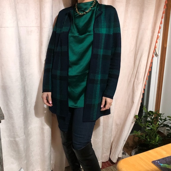 Talbots Plaid Open Cardigan Sweater Sz Mp - Picture 11 of 12